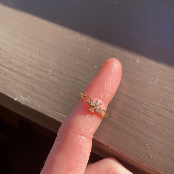 Antique 14K gold plated ring with white gemstones size 7 - Picture 10 of 10